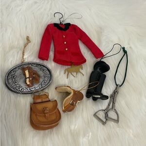 6pc Equestrian ornaments Outfit and Accessories western - Red Jacket